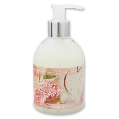 Liquid sheep milk soap 250ml in a dispenser "Schön, dass es dich gibt", Classic 