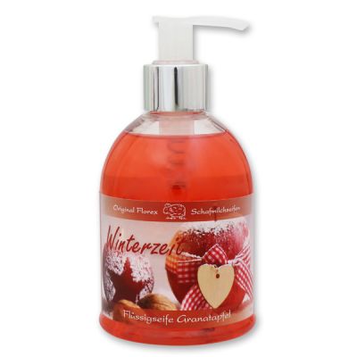 Liquid sheep milk soap 250ml in a dispenser "Winterzeit", Pomegranate 