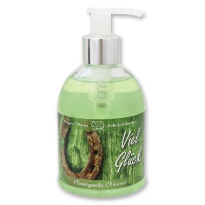 Liquid sheep milk soap 250ml in a dispenser "Viel Glück", Olive 