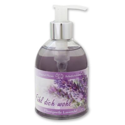 Liquid sheep milk soap 250ml in a dispenser "Fühl dich wohl", Lavender 