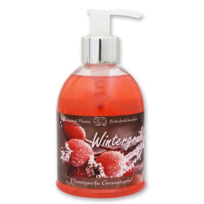 Liquid sheep milk soap 250ml in a dispenser "Wintergrüße", Pomegranate 