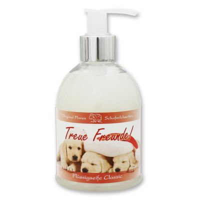 Liquid sheep milk soap 250ml in a dispenser "Treue Freunde", Classic 