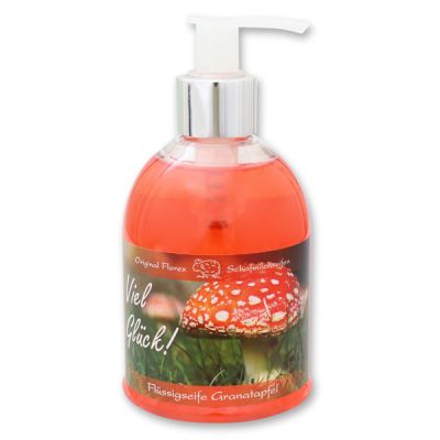 Liquid sheep milk soap 250ml in a dispenser "Viel Glück", Pomegranate 