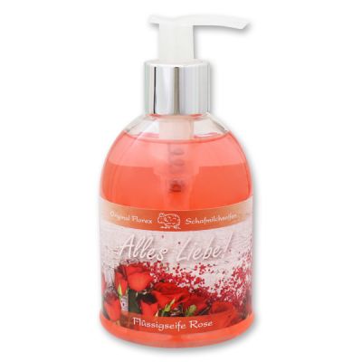 Flüssigseife mit Schafmilch 250ml im Spender "Alles Liebe", Rose 