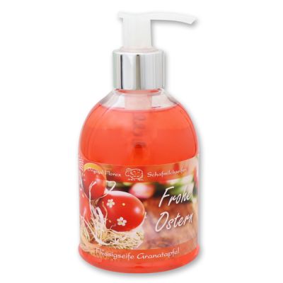 Liquid sheep milk soap 250ml in a dispenser "Frohe Ostern", Pomegranate 