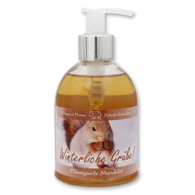 Liquid sheep milk soap 250ml in a dispenser "Winterliche Grüße", Almond 