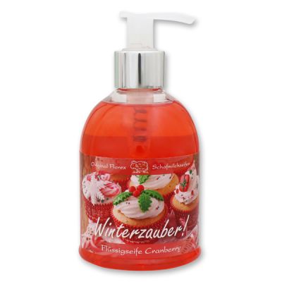 Liquid sheep milk soap 250ml in a dispenser "Winterzauber", Cranberry 