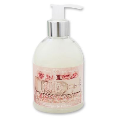 Liquid sheep milk soap 250ml in a dispenser "Alles Liebe", Classic 