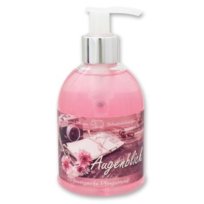 Liquid sheep milk soap 250ml in a dispenser "Augenblick", Peony 