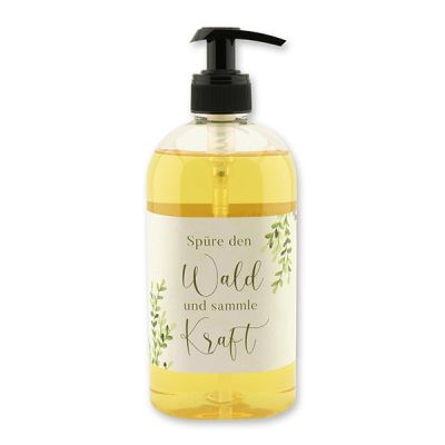 Real liquid plant oil soap with sheep milk 500ml in a dispenser "Spüre den Wald...", Verbena 