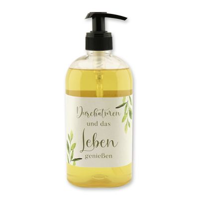 Real liquid plant oil soap with sheep milk 500ml in a dispenser "Durchatmen und...", Olive oil 