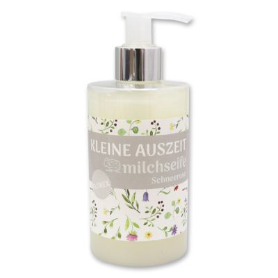 Liquid sheep milk soap 250ml in a dispenser "Kleine Auszeit", Christmas rose white 