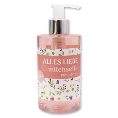 Liquid sheep milk soap 250ml in a dispenser "Alles Liebe", Peony 