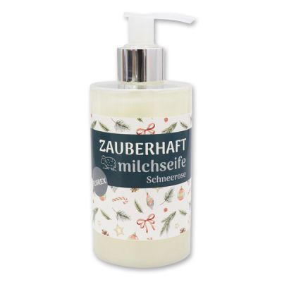 Liquid sheep milk soap 250ml in a dispenser "Zauberhaft", Christmas rose white 