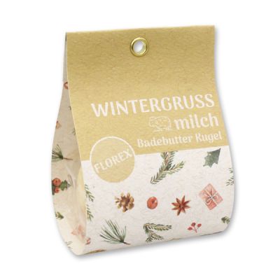 Bath butter ball with sheep milk 50g in a bag "Wintergruß", Orange/Almond 