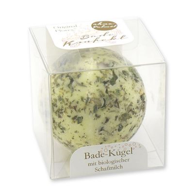 Badebutter-Kugel mit Schafmilch 50g in Cellobox, Bergkräuter 