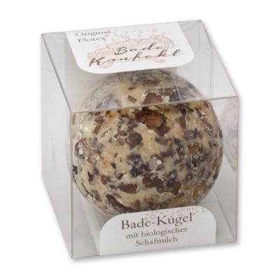 Badebutter-Kugel mit Schafmilch 50g in Cellobox, Schokolade/Vanille 
