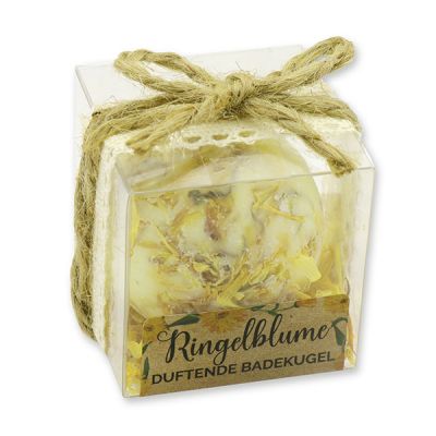 Bath butter ball with sheep milk 50g in a box "feel-good time", Marigold-Green Tea 