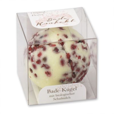 Bath butter ball with sheep milk 50g in box, Pink Pepper/Cranberry 