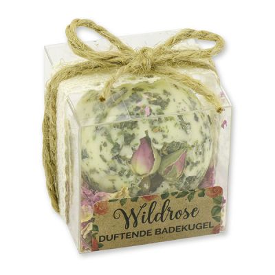 Bath butter ball with sheep milk 50g in a box "feel-good time", Rosebud/Wild rose 
