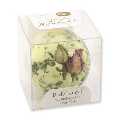 Bath butter ball with sheep milk 50g in box, Rosebud/Wild rose 