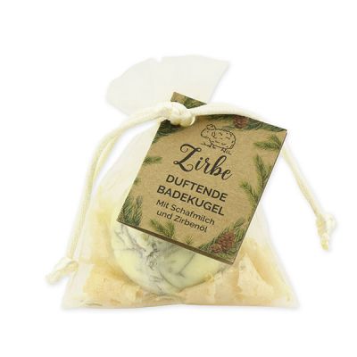 Bath butter ball with sheep milk 50g in organza bag "feel-good time", Swiss pine 