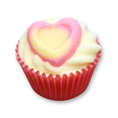 Bath butter cupcake with sheep milk 45g, Pink heart/Cranberry 