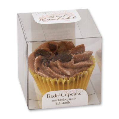 Badebutter-Cupcake mit Schafmilch 45g in Cellobox, Schoko/Vanille 