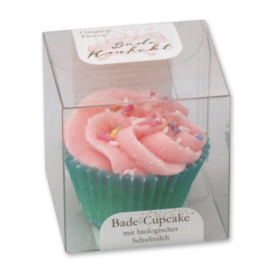 Bath butter cupcake with sheep milk 45g in box, Sugar sprinkles/Strawberry 