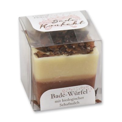 Bath butter cube with sheep milk 50g in box, Cacao peel/Vanilla 