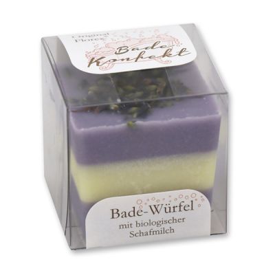 Badebutter-Würfel mit Schafmilch50g in Cellobox, Lavendel 