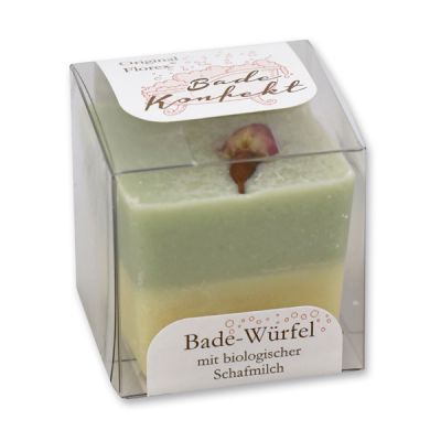 Badebutter-Würfel mit Schafmilch 50g in Cellobox, Rosenknospe/Rose 