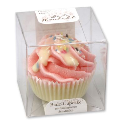 XL Bath butter cupcake with sheep milk 90g in box, Colorful sprinkles/ Strawberry 