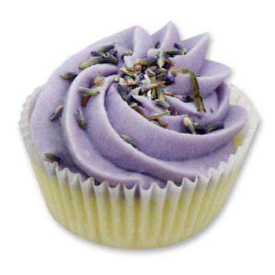 XL Badebutter-Cupcake mit Schafmilch 90g, Lavendel/Lavendel-Rosmarin 