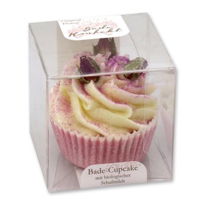 XL Bath butter cupcake with sheep milk 90g in box, Rosebud/Rose 