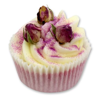 XL Badebutter-Cupcake mit Schafmilch 90g, Rosenknospen/Rose 