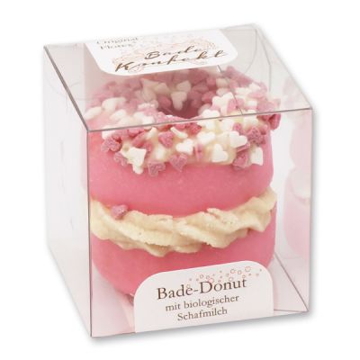 Bath butter donut with sheep milk 60g in box, Sugar hearts/Jasmine 