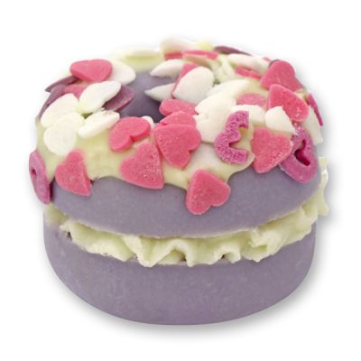 Bath butter donut with sheep milk 60g, Sugar hearts/Rose 