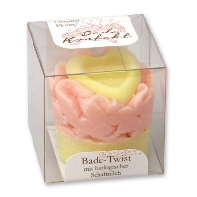 Badebutter-Twist mit Schafmilch 50g in Cellobox, Herz/Blaubeere-Granatapfel 