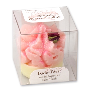 Badebutter-Twist mit Schafmilch 50g in Cellobox, Rosenknospe/Rose 