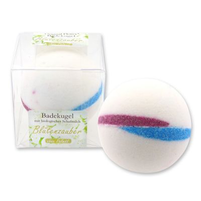 Bath ball with sheep milk 125g in a box, "Magic of flowers" 