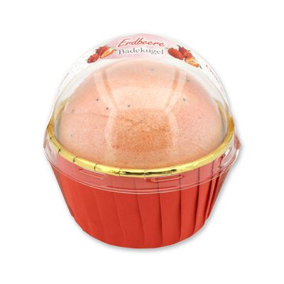 Badekugel mit Schafmilch 125g im Förmchen modern, Erdbeere 