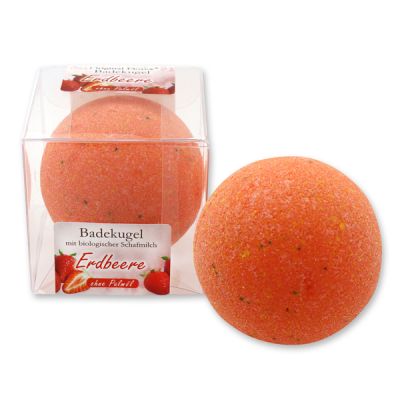 Bath ball with sheep milk 125g in a box, Strawberry 