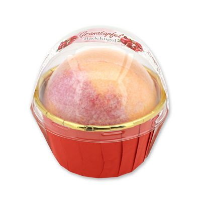 Badekugel mit Schafmilch 125g im Förmchen modern, Granatapfel 
