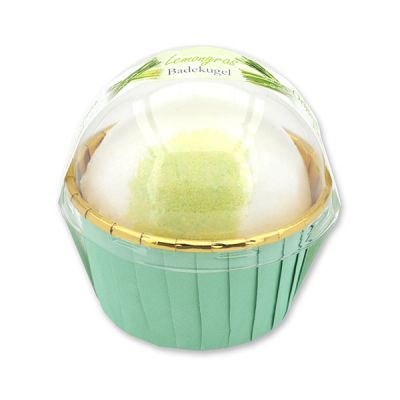 Badekugel mit Schafmilch 125g im Förmchen modern, Lemongras 