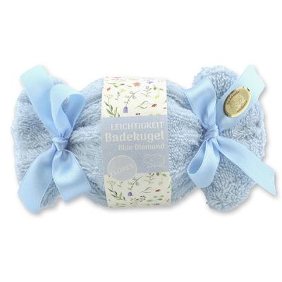 Badekugel mit Schafmilch 125g im Waschlappen "Leichtigkeit", Blue Diamond 