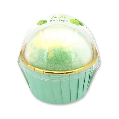 Badekugel mit Schafmilch 125g im Förmchen modern, Limette 