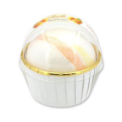 Badekugel mit Schafmilch 125g im Förmchen modern, Marille 