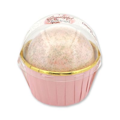 Glitzer Badekugel mit Schafmilch 125g im Förmchen modern, Granatapfel 