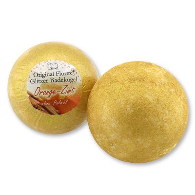 Glitter Bath ball with sheep milk 125g, Orange-cinnamon 